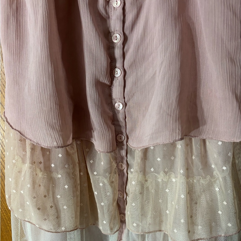 Marineblu Mauve and Beige Layered Sleeveless Blouse - Picture 5 of 6